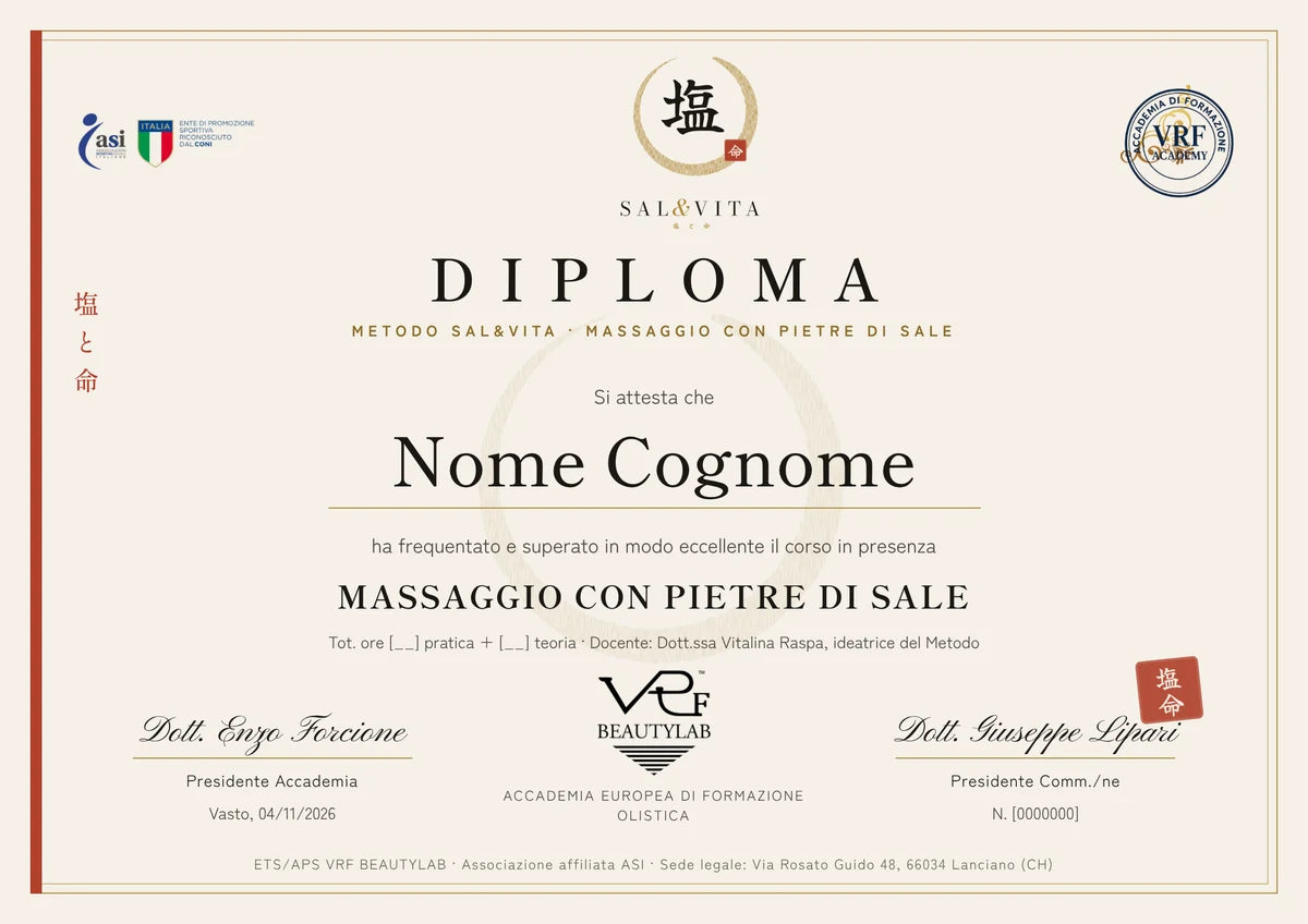 Diploma VRF Beautylab – Corso Sal&Vita